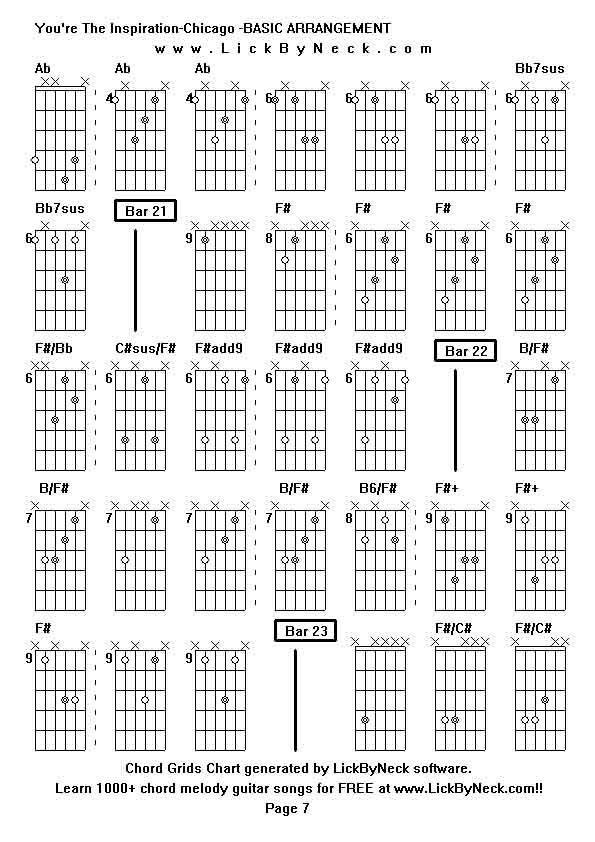 Chord Grids Chart of chord melody fingerstyle guitar song-You're The Inspiration-Chicago -BASIC ARRANGEMENT,generated by LickByNeck software.